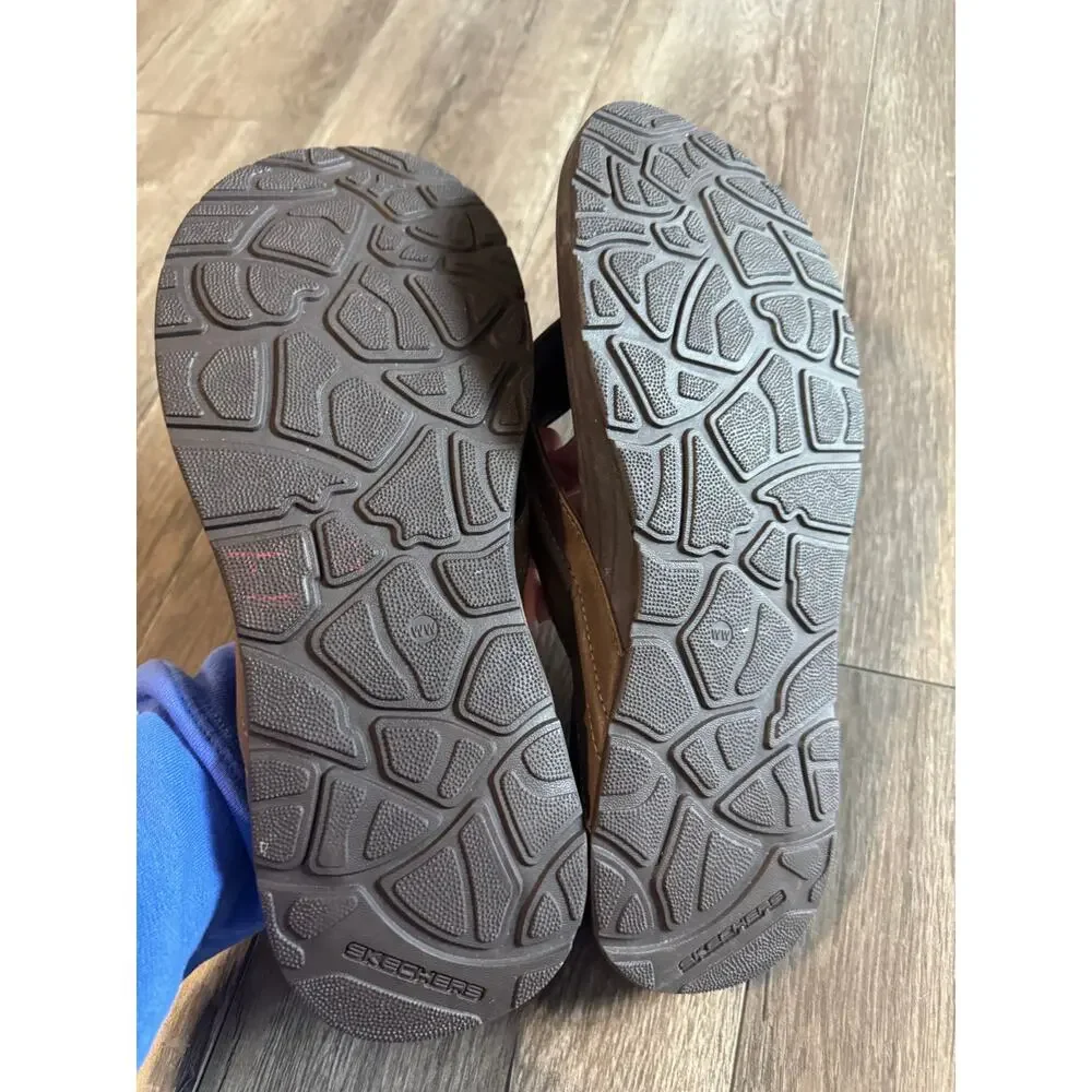 Skechers‎ Mens Patino Marlee Sandals Flip Flops Brown Vegan Leather Size 13